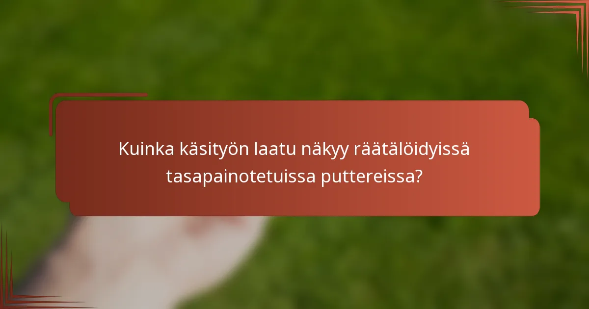 Kuinka käsityön laatu näkyy räätälöidyissä tasapainotetuissa puttereissa?