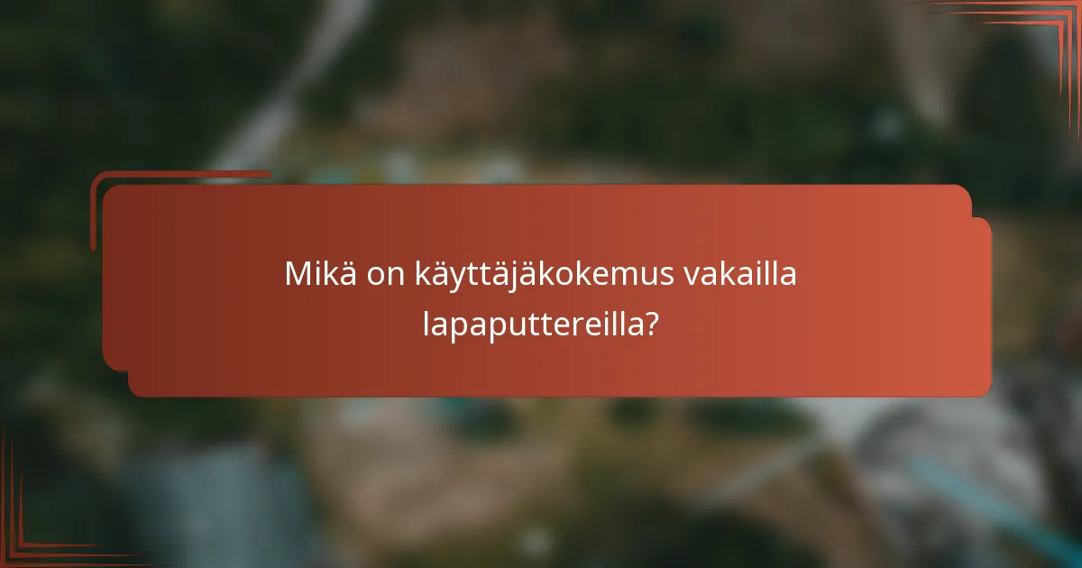 Mikä on käyttäjäkokemus vakailla lapaputtereilla?