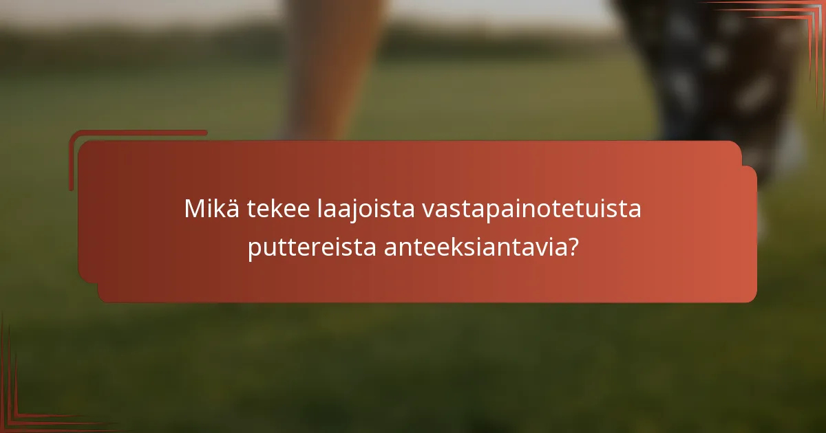Mikä tekee laajoista vastapainotetuista puttereista anteeksiantavia?