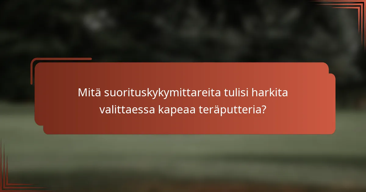 Mitä suorituskykymittareita tulisi harkita valittaessa kapeaa teräputteria?