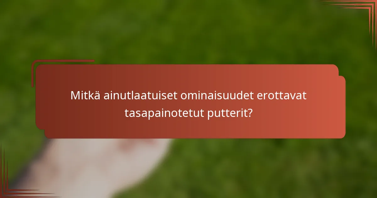 Mitkä ainutlaatuiset ominaisuudet erottavat tasapainotetut putterit?