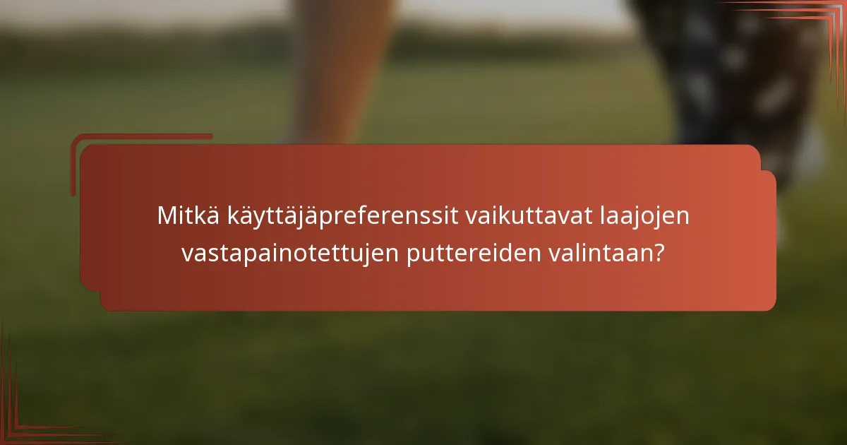 Mitkä käyttäjäpreferenssit vaikuttavat laajojen vastapainotettujen puttereiden valintaan?
