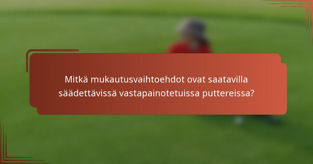 Mitkä mukautusvaihtoehdot ovat saatavilla säädettävissä vastapainotetuissa puttereissa?