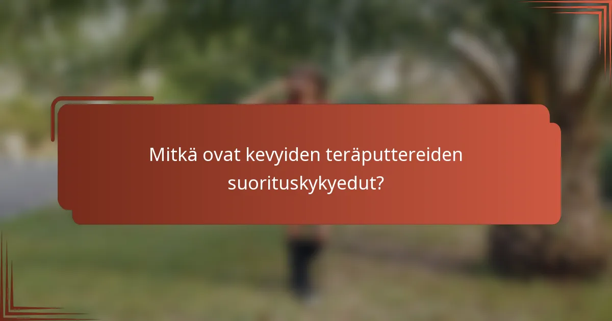 Mitkä ovat kevyiden teräputtereiden suorituskykyedut?