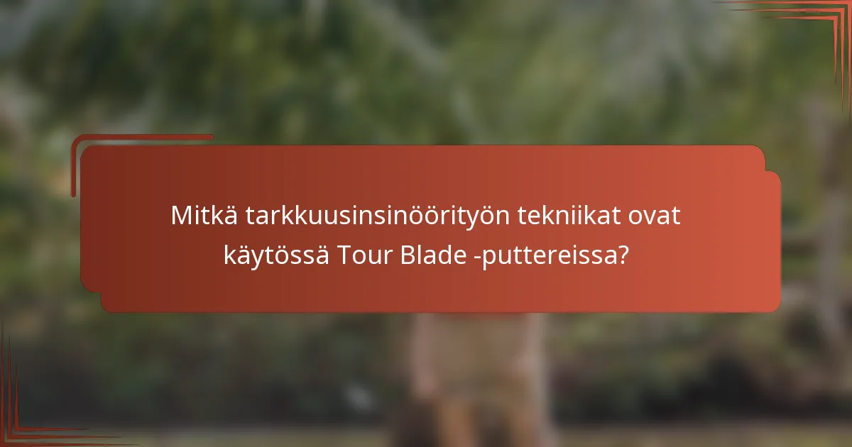 Mitkä tarkkuusinsinöörityön tekniikat ovat käytössä Tour Blade -puttereissa?